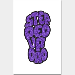 Step Dad Fathers Day Gifts - Purple Glitter Posters and Art